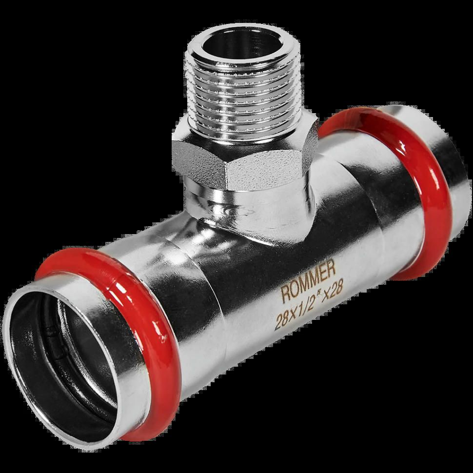 Тройник-переходник НР 28х1/2 из нержавеющей стали ROMMER