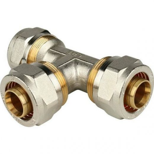 Тройник равнопроходный 26х26х26 для металлопластиковых труб, винтовой STOUT