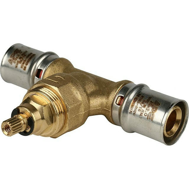 Вентиль с хромированной ручкой 20х20 для металлопластиковых труб, прессовой STOUT