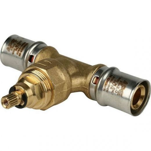 Вентиль с хромированной ручкой 20х20 для металлопластиковых труб, прессовой STOUT