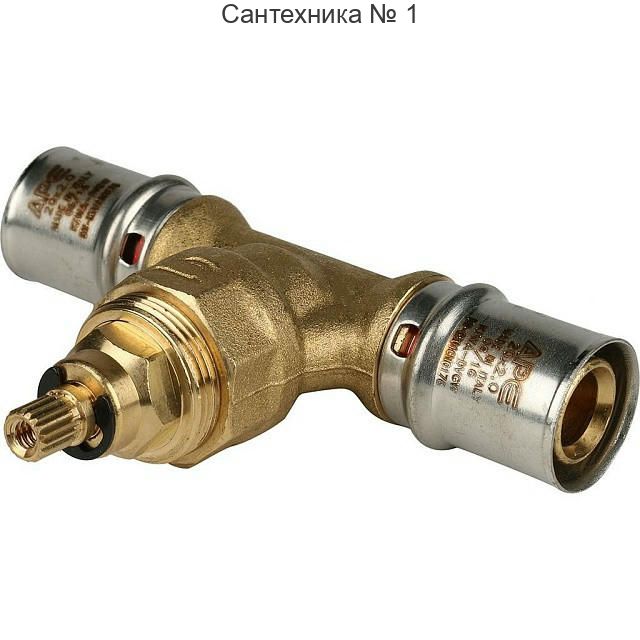 Вентиль с хромированной ручкой 20х20 для металлопластиковых труб, прессовой STOUT