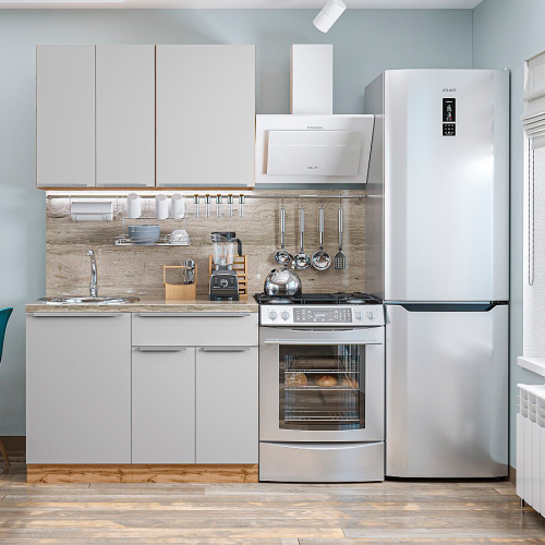 Кухонный гарнитур Фьюжн-05 Silky Light Grey