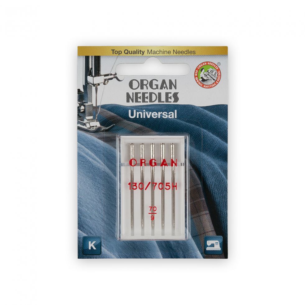 Иглы машинные ORGAN стандартные универсальные 130/705H № 70 5 штук в упаковке (ORGAN.УН.70/5)