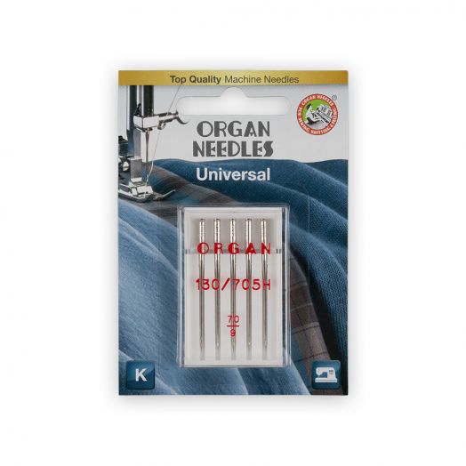 Иглы машинные ORGAN стандартные универсальные 130/705H № 70 5 штук в упаковке (ORGAN.УН.70/5)