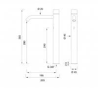 Сенсорный однорычажный смеситель для раковины Cea Design MILO360 MIL018 высота 355мм схема 2