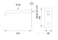 Настенный излив Cea Design MILO360 MIL105R с инфракрасным датчиком присутствия 215мм схема 2 Настенный излив Cea Design MILO360 MIL105R с инфракрасным датчиком присутствия 215мм схема 2