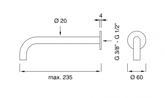 Встраиваемый излив Cea Design FRE142 23,5 см схема 2