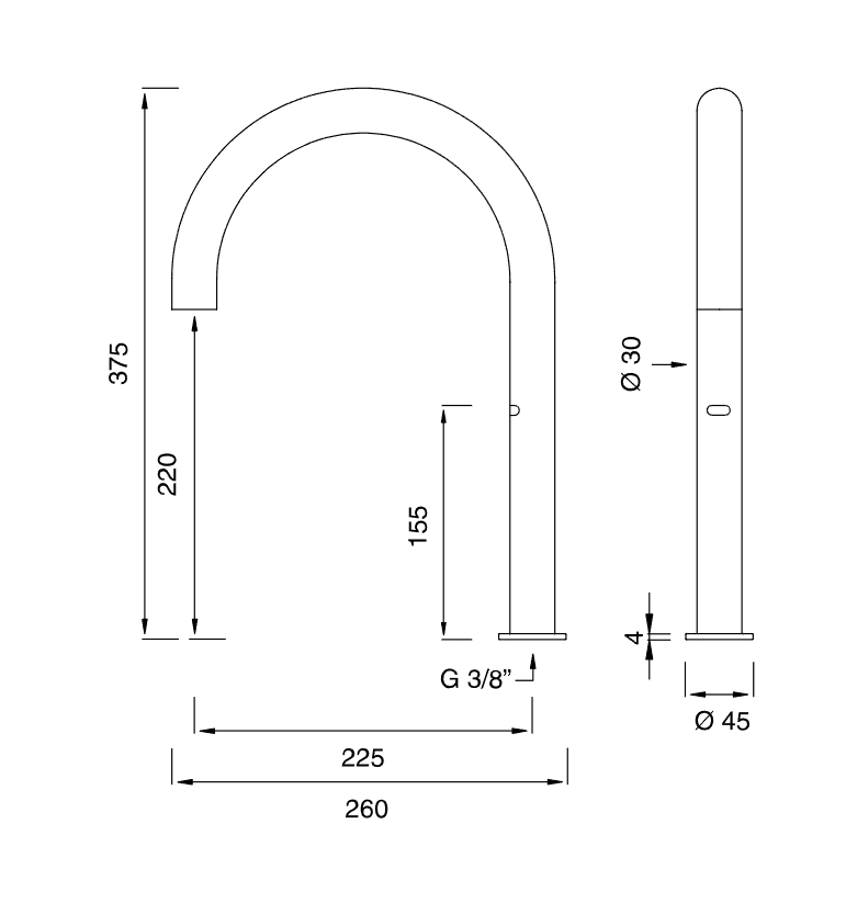 Поворотный сенсорный излив Cea Design FRE145R высота 37,5 см ФОТО