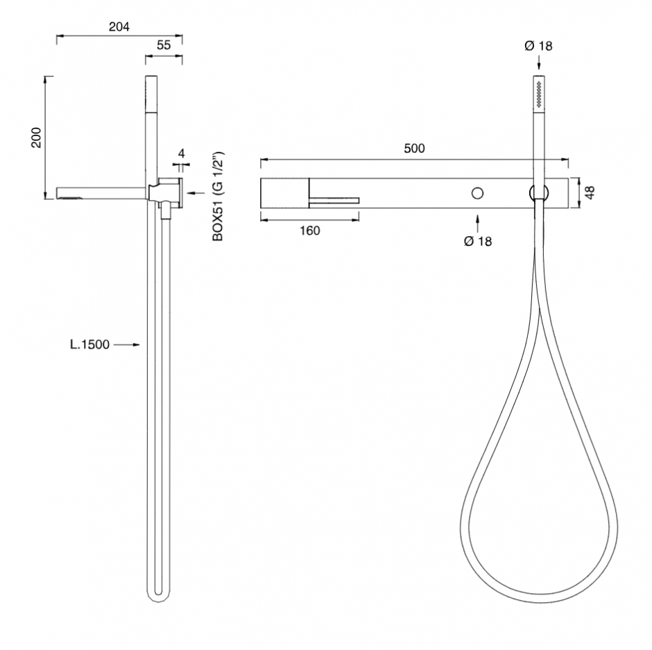 Смеситель для ванны Cea Design Cut Plus CUT 30 с изливом и ручным душем ФОТО