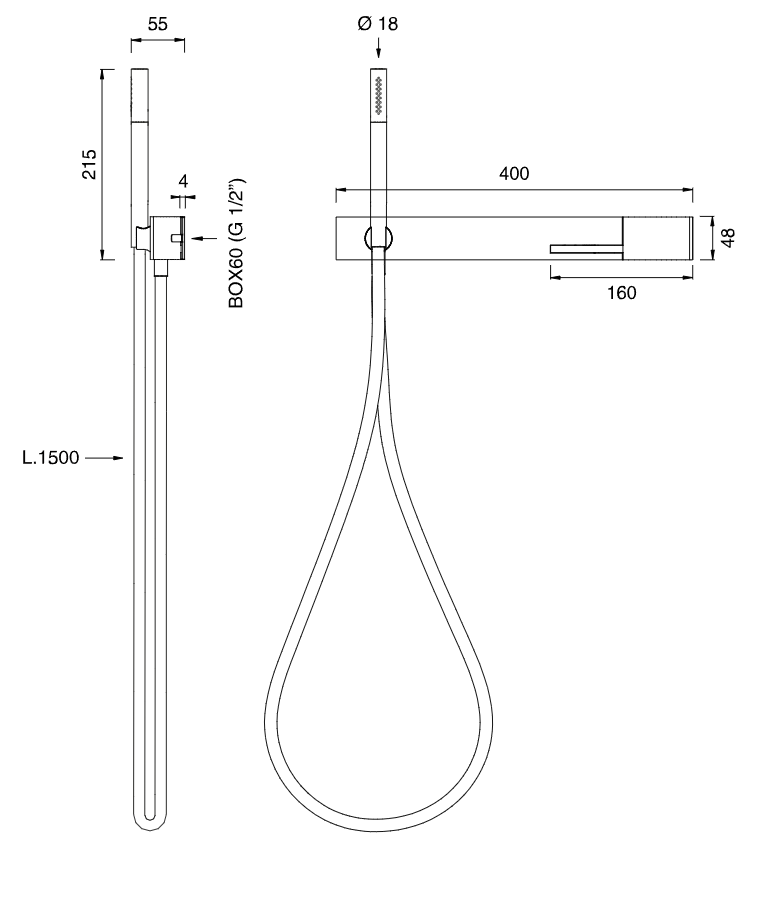 Смеситель для ванны Cea Design Cut Plus CUT 36 с ручным душем, без излива ФОТО