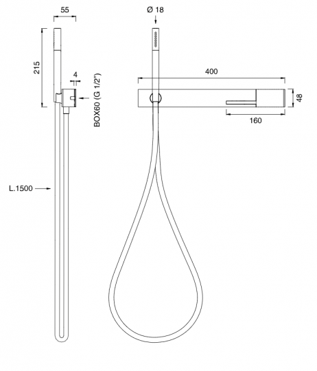 Смеситель для ванны Cea Design Cut Plus CUT 36 с ручным душем, без излива схема 2 Смеситель для ванны Cea Design Cut Plus CUT 36 с ручным душем, без излива схема 2