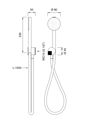 Душевой гарнитур Cea Design Duet DET 70H с круглым ручным душем схема 2