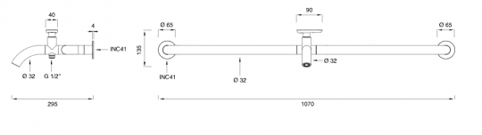 Настенный излив для сада Cea Design HOK нержавеющая сталь HOK09S схема 2 Настенный излив для сада Cea Design HOK нержавеющая сталь HOK09S схема 2