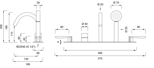Смеситель Cea Design LUTEZIA термостатический, с изливом, с выдвижной лейкой LTZ95 схема 2
