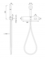 Настенный смеситель для ванны Cea Design SIXTY прогрессивный, с ручной лейкой, нержавеющая сталь SIX41 схема 2 Настенный смеситель для ванны Cea Design SIXTY прогрессивный, с ручной лейкой, нержавеющая сталь SIX41 схема 2