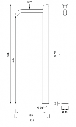 Настольный прогрессивный смеситель для раковины Cea Design ZIQQ ZIQ79 схема 2