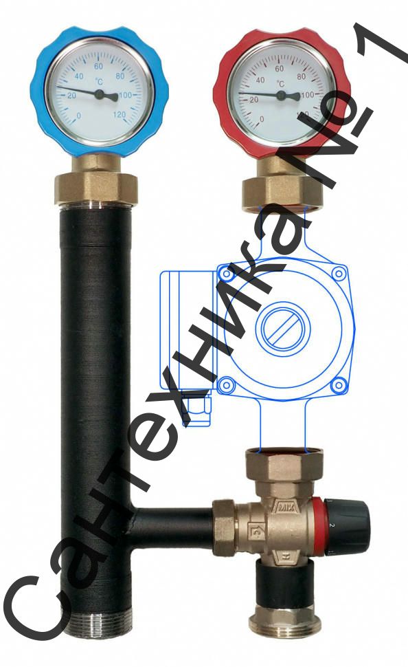 Группа быстрого монтажа MASKE 40.3 с термостатическим клапаном 20-43°C, без насоса Warme