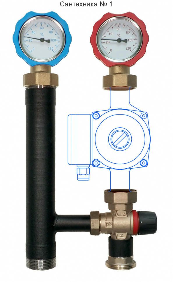 Группа быстрого монтажа MASKE 40.3 с термостатическим клапаном 20-43°C, без насоса Warme