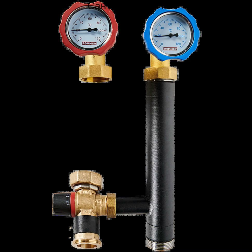 Насосная группа с термостатическим смесительным клапаном 20-40°C без насоса ROMMER
