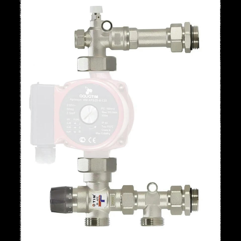 Насосно-смесительный узел с термостатическим клапаном без насоса 130/180 мм TIM