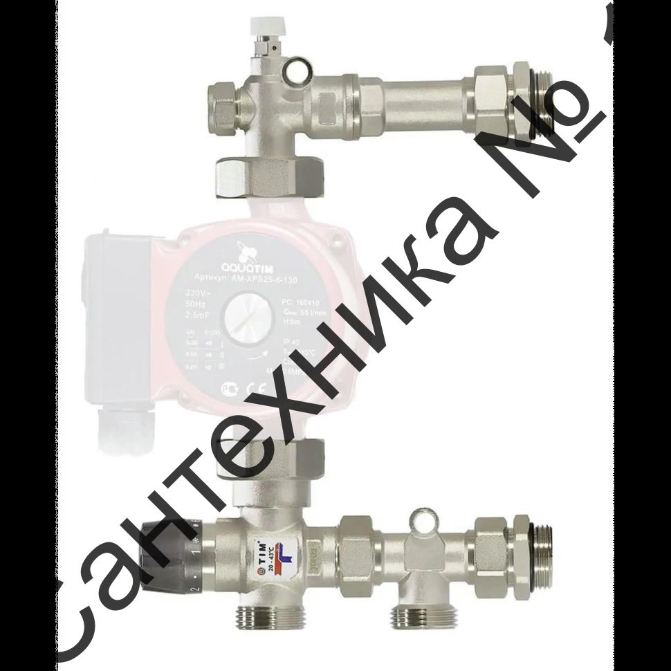 Насосно-смесительный узел с термостатическим клапаном без насоса 130/180 мм TIM