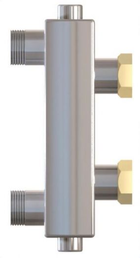 Гидрострелка WGR60SF из нержавеющей стали с накидными гайками, торцевыми отводами под воздушный клапан и грязевик Warme