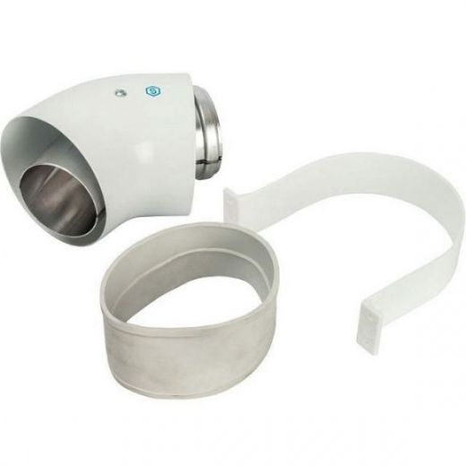 Элемент дымохода отвод коаксиальный 45° 60/100, п/м уплотнения и хомут в комплекте STOUT