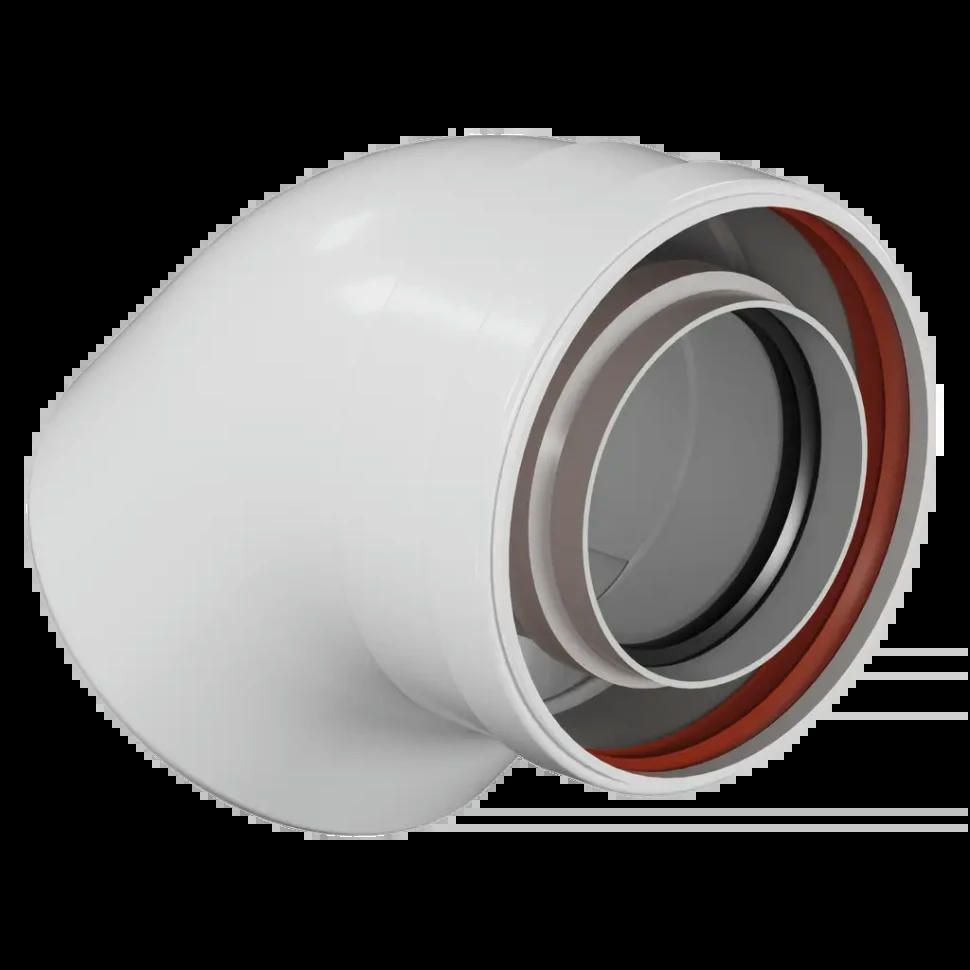 Отвод промежуточный коаксиальный раструбный конденсационный 45 80/125 ROMMER