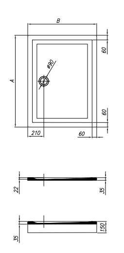 Душевой поддон прямоугольный Kolpa-San CANARY из литьевого мрамора ФОТО