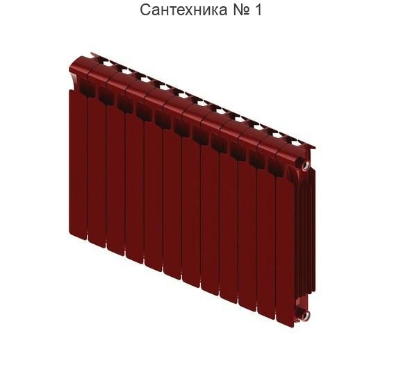 Радиатор биметаллический RIFAR MONOLIT 500 12 секций, боковое подключение (бордо)