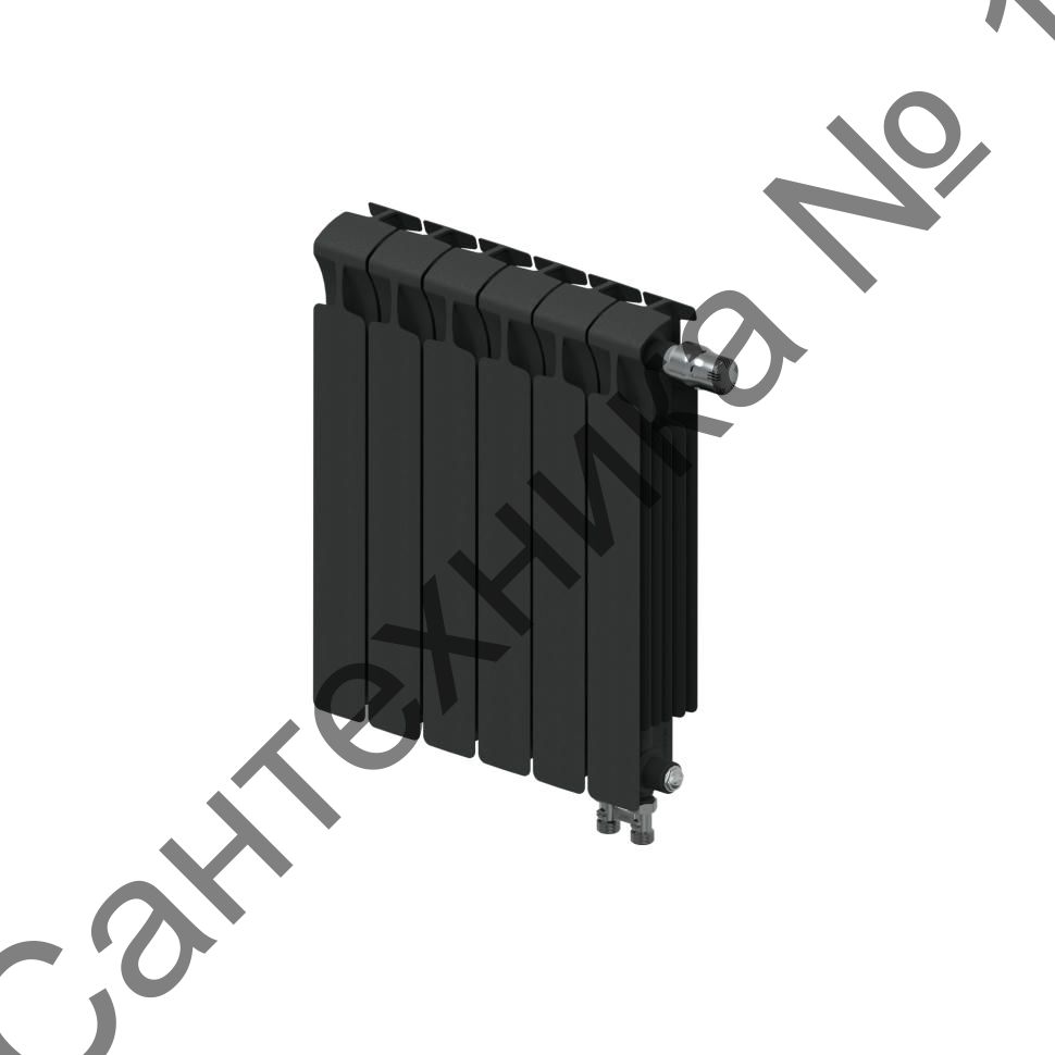 Радиатор биметаллический RIFAR MONOLIT VENTIL 500 6 секций, нижнее правое подключение (антрацит)
