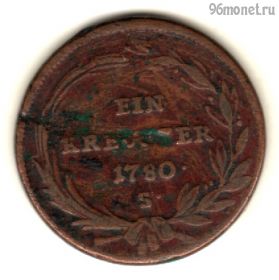 Австрия 1 крейцер 1780 S