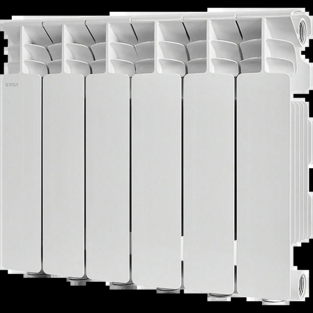 Радиатор алюминиевый GAMMA 350 6 секций, боковое подключение, белый STOUT