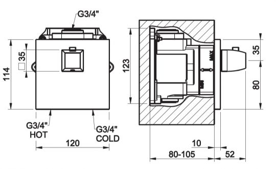 Gessi Mimi Wellnes смеситель для ванны/душа 43258 схема 2 Gessi Mimi Wellnes смеситель для ванны/душа 43258 схема 2