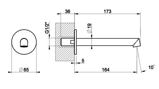 Излив для раковины Gessi Anello 63403 схема 2 Излив для раковины Gessi Anello 63403 схема 2