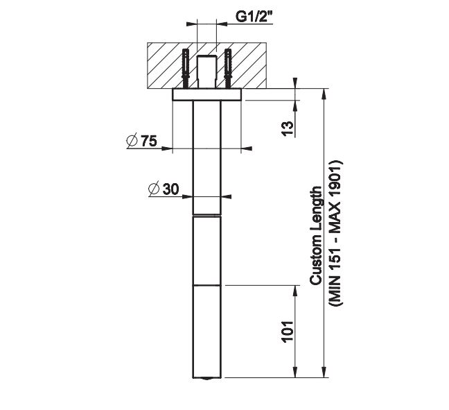Излив потолочный Gessi Anello 63499 длина под заказ ФОТО