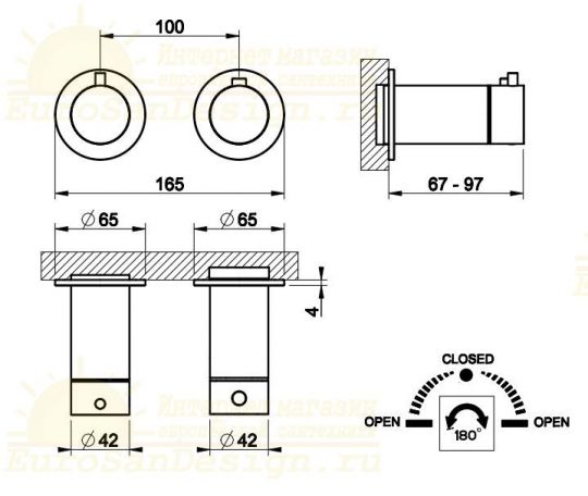 Внешние части термостатического смесителя на 2 потребителя Gessi 316 54234 схема 8 Внешние части термостатического смесителя на 2 потребителя Gessi 316 54234 схема 8