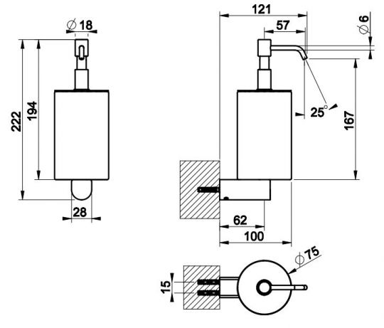 Белый дозатор мыла Gessi Rilievo 59513 схема 2 Белый дозатор мыла Gessi Rilievo 59513 схема 2