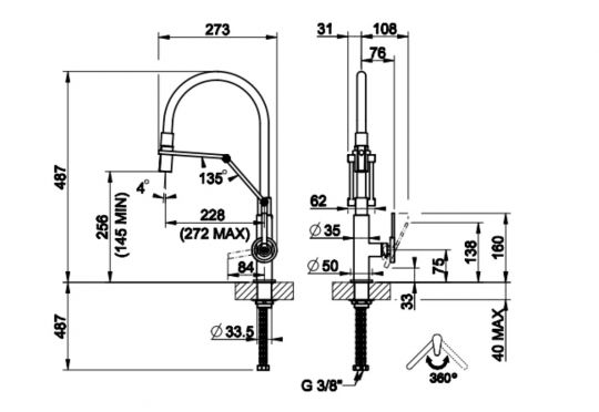 Смеситель кухонный Gessi OFFICINE V 60205 схема 2