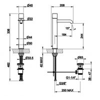 Смеситель для раковины Gessi Habito CESELLO 70403 схема 2 Смеситель для раковины Gessi Habito CESELLO 70403 схема 2