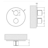 Смеситель скрытого монтажа для душа термостатический Gessi Emporio Via tortona на 1 позицию 38776 схема 2
