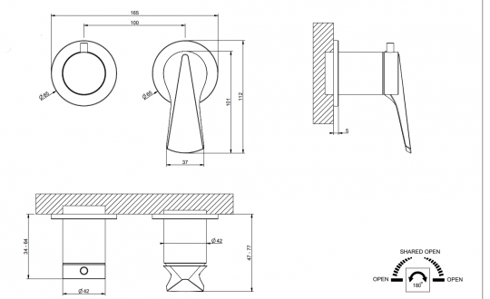 Смеситель для душа Gessi Ventaglio 72038 схема 14
