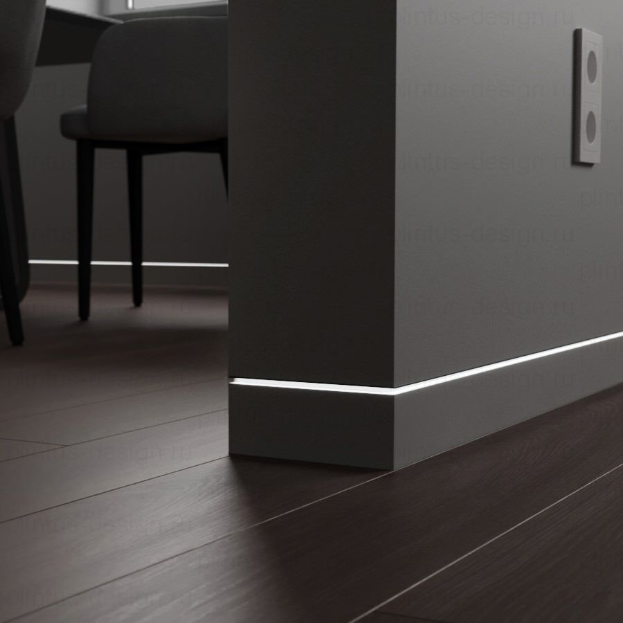 Скрытый плинтус Luxury Wood Decor чёрный муар 60 мм