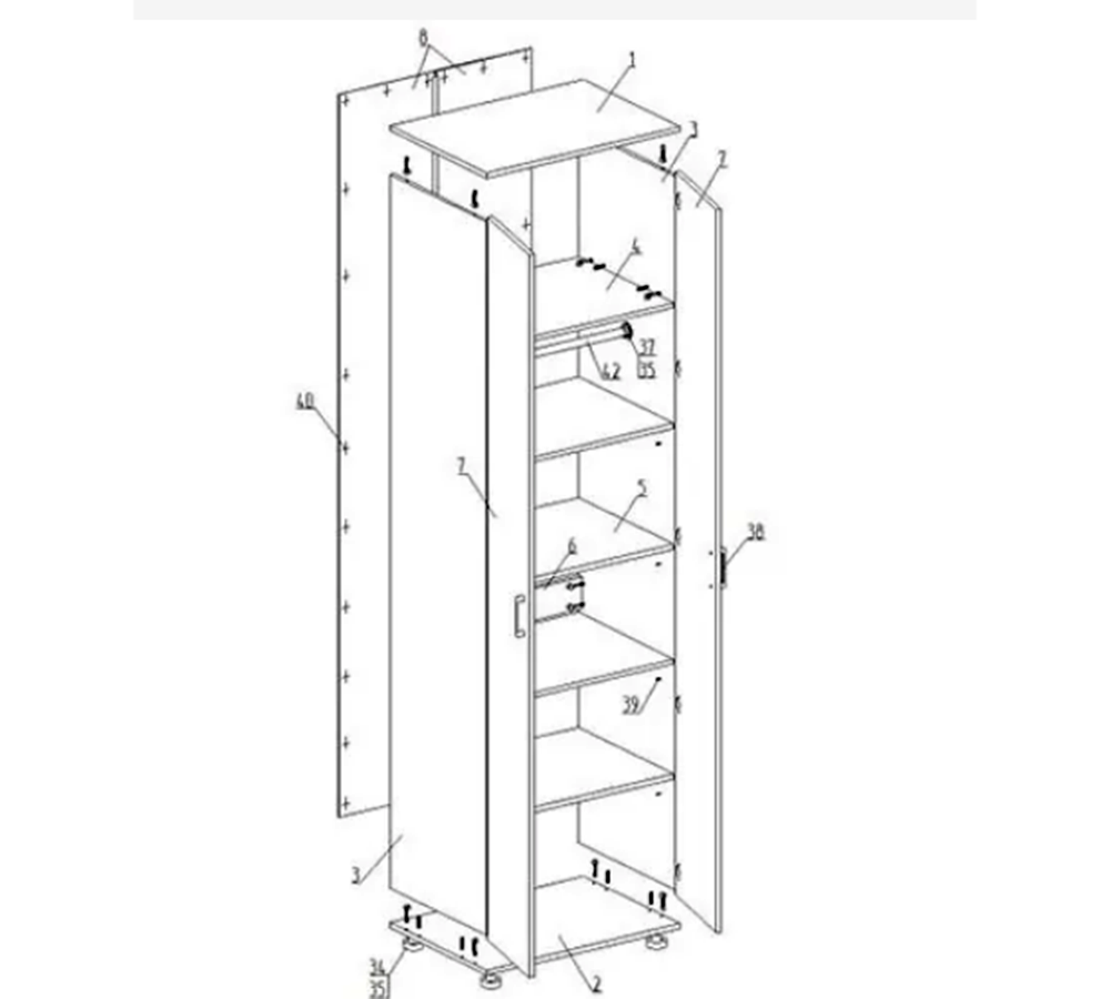 МС "Ева" Шкаф 2-ств с полками (штанга в комплекте)