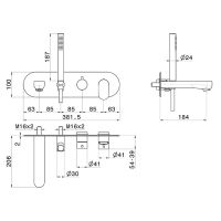 Смеситель встраиваемый для ванны Newform Linfa II 69472E с изливом и ручным душем внешняя часть схема 6