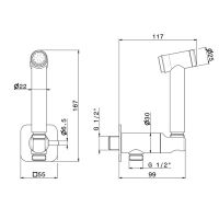 Гигиенический душ Newform X-STEEL 316 руч. лейка 69644X.50.050 уголок с держателем без смесителя INOX схема 2