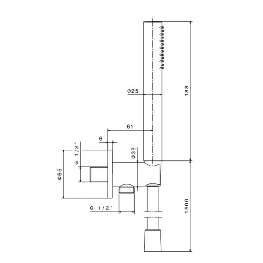 Душевой гарнитур Newform X-STEEL 316 69645X.59.098 настенный держатель с ручным душем и шлангом 150 см PVD Brushed pale gold схема 2