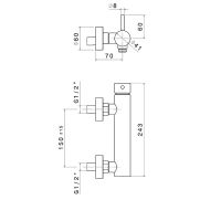 Смеситель для душа Newform X-Steel 316 69655X.50.050 выход снизу stainless steel схема 2