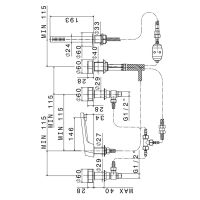 Смеситель Newform ParkLE 69782C на борт ванны 5 отверстий с ручным душем схема 4