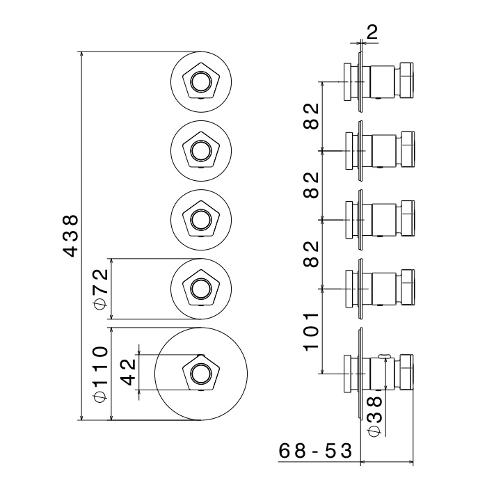 Термостатический смеситель для душа Newform ParkLE 69801E встраиваемый на 4 потока ФОТО